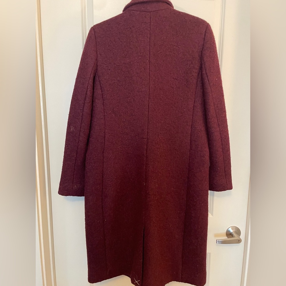 Express Women's Burgundy wool-blend boucle double-breasted coat NWOT - Picture 6 of 9
